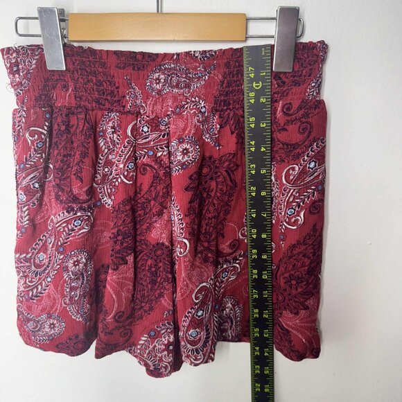 Knox Rose Women's Shorts Floral Elastic waistband Red XS - Picture 3 of 6